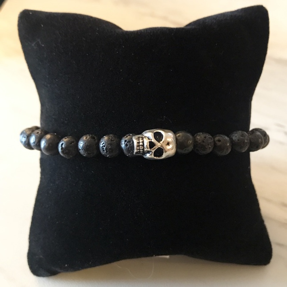 🔴SALE ! Men or women Lava rock skull bracelet - Picture 5 of 7